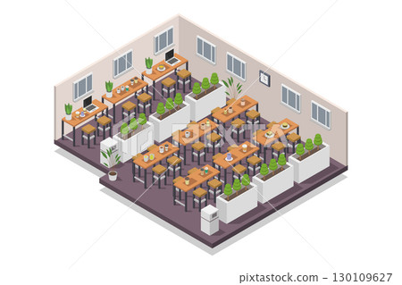 Isometric food court 130109627