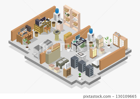 Isometric office room Isometric office room 130109665