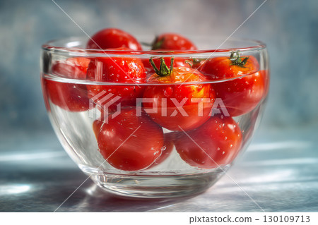 Tomatoes in a glass container 130109713