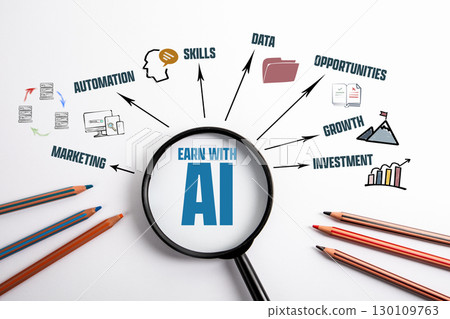 Earn with AI Concept Strategy. Marketing Data Growth Investment, and Automation Earn with AI Concept Strategy. Marketing Data Growth Investment, and Automation 130109763