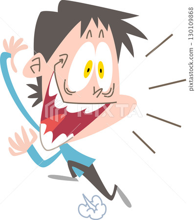 A man jumping with his mouth wide open (no outline) 130109868