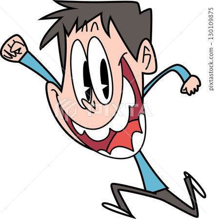 一名男子舉起拳頭，張大嘴巴 130109875