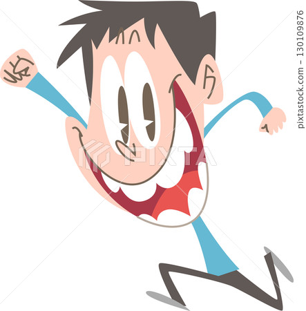 A man with his fist raised and his mouth wide open (no outline) 130109876