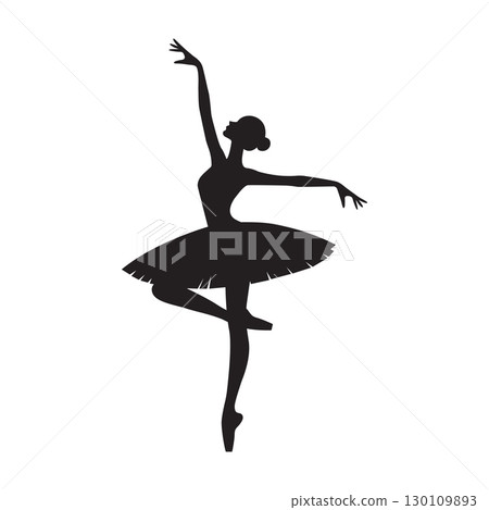 Ballet dancer silhouette isolated on white background vector illustration. Ballet dancer silhouette isolated on white background vector illustration. 130109893