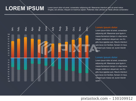 Business infographic template. Vector diagram with 12 options 130109912