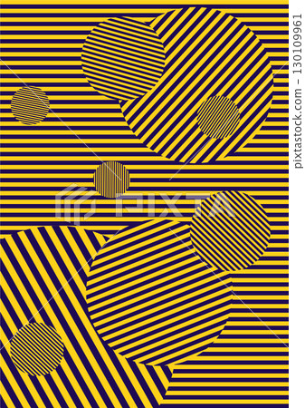 Geometric abstract stripes and circles colorful vintage retro pattern cover. Vector illustration. A4. 130109961