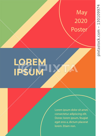 Vintage retro design vector cover. A4 vertical orientation front page mock up. Minimal style colorful geometric composition for book cover poster magazine presentation brochure. Vintage retro design vector cover. A4 vertical orientation front page mock up. Minimal style colorful geometric composition for book cover poster magazine presentation brochure. 130109974