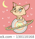 Cartoon kitten is looking at the moon and dreams of cheese 130110168