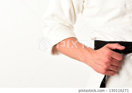 Male torso and sportive arms on white background 130110271