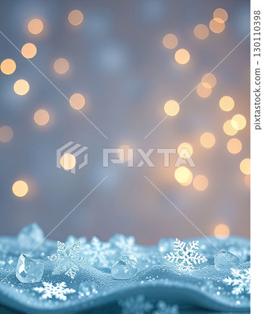 Winter Wonderland Background with Snowflakes and Soft Bokeh Lights, Seasonal and Holiday Design 130110398