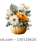 pumpkin, flower, watercolor 130110620