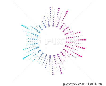 Circular neon sound spectrum with dotted bars. Vector audio wave illustration for music, radio, or voice recognition projects. Circular neon sound spectrum with dotted bars. Vector audio wave illustration for music, radio, or voice recognition projects. 130110785