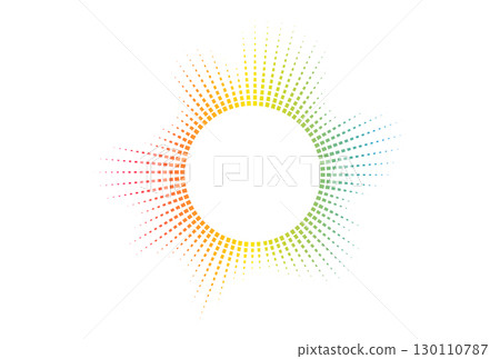 Futuristic radial waveform with vivid neon lights and rainbow hues. Abstract vector concept for audio, tech, or motion graphics. Vector illustration. Futuristic radial waveform with vivid neon lights and rainbow hues. Abstract vector concept for audio, tech, or motion graphics. Vector illustration. 130110787