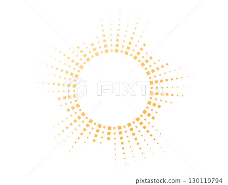 Circular audio spectrum with dotted equalizer bars in neon tones. Vibrant radial sound wave for music, voice, or radar concepts. Vector illustration. 130110794