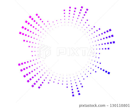 Vector radial sound wave in neon colors with dotted lines. Audio equalizer for music, radio, radar, and voice control visuals. 130110801