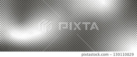Halftone texture with gradient. Faded dot patches of pixelated background. Grunge retro geometric pattern in manga, anime style. Dotted gradient in pop art style. Vector illustration. 130110829