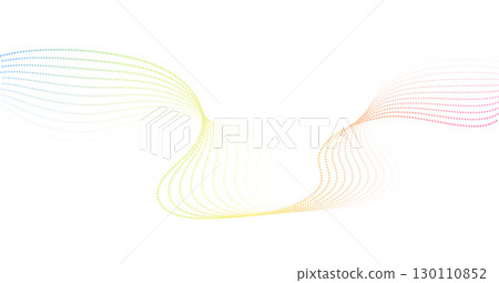 Futuristic geometric abstract shapes neon halftone wavy dotted lines . Vector of gradient curved stripes. Modern design for equalizer, audio recording, digital art. 130110852