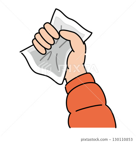 一隻手拿著一次性暖手寶的插圖 130110853