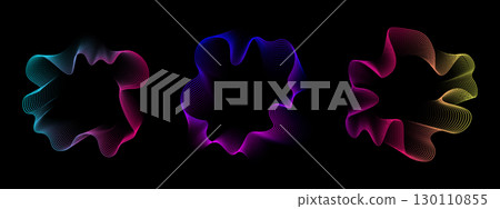 A set of multicolored neon sound waves. Sound dots lines, radial spectrum, . Colorful equalizer background. Colorful cover for music poster and banner. Vector radial spectrum. A set of multicolored neon sound waves. Sound dots lines, radial spectrum, . Colorful equalizer background. Colorful cover for music poster and banner. Vector radial spectrum. 130110855