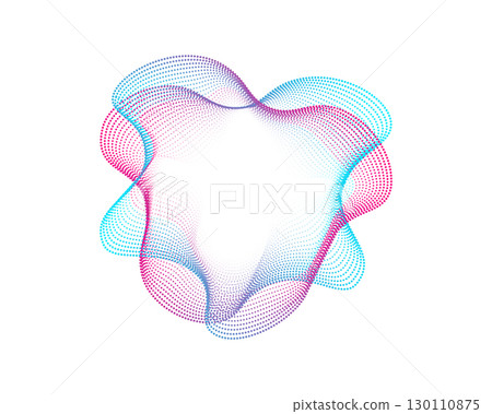 Collection of colorful neon round sound dots waves. Sound curve, radio frequency spectrum lines for equalizer . set of colorful spectra for music poster and banner. Vector illustration. 130110875