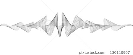 Abstract undulating lines of sound wave . Dynamic pulsating wave. Music concept, digital music frequency symbols. Vector. 130110907