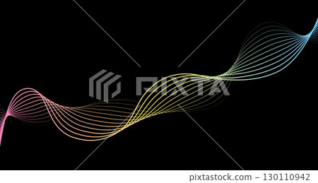 Futuristic geometric shapes neon halftone wavy lines in abstract composition. Vector illustration of gradient curved stripes. Modern design for digital art, web banners, covers. Futuristic geometric shapes neon halftone wavy lines in abstract composition. Vector illustration of gradient curved stripes. Modern design for digital art, web banners, covers. 130110942