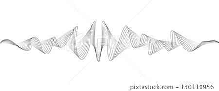 Abstract undulating dots lines of sound wave . Dynamic pulsating wave. Music vector concept, digital music frequency symbols. 130110956