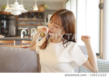 A woman stretching to change her mood 130111222