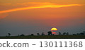 Solar disk and beautiful red sunset over the earth's surface. 130111368