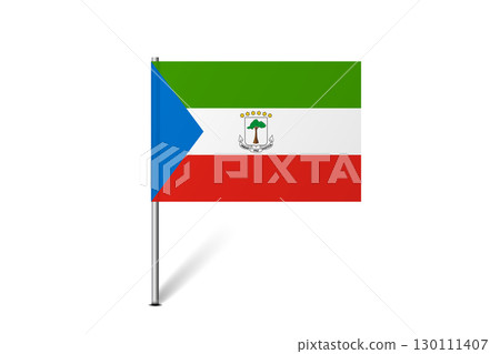 Equatorial Guinea flag - map pin flag representing a country cultural identity and heritage. The essence of national pride and unity. Map pin flag stuck in a white background 130111407