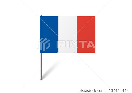 France flag - map pin flag representing a country cultural identity and heritage. The essence of national pride and unity. Map pin flag stuck in a white background France flag - map pin flag representing a country cultural identity and heritage. The essence of national pride and unity. Map pin flag stuck in a white background 130111414