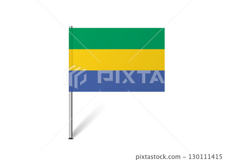Gabon flag - map pin flag representing a country cultural identity and heritage. The essence of national pride and unity. Map pin flag stuck in a white background Gabon flag - map pin flag representing a country cultural identity and heritage. The essence of national pride and unity. Map pin flag stuck in a white background 130111415