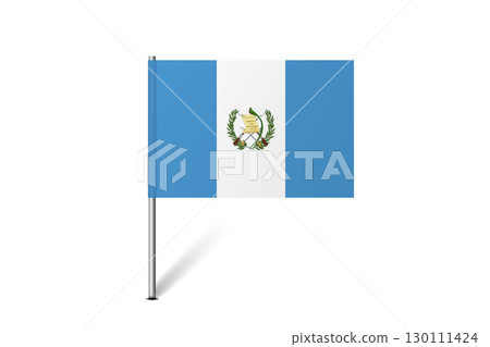 Guatemala flag - map pin flag representing a country cultural identity and heritage. The essence of national pride and unity. Map pin flag stuck in a white background 130111424