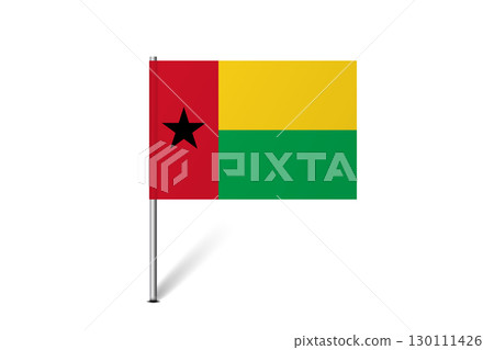 Guinea-Bissau flag - map pin flag representing a country cultural identity and heritage. The essence of national pride and unity. Map pin flag stuck in a white background Guinea-Bissau flag - map pin flag representing a country cultural identity and heritage. The essence of national pride and unity. Map pin flag stuck in a white background 130111426