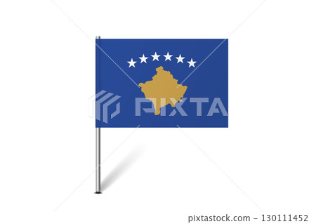 Kosovo flag - map pin flag representing a country cultural identity and heritage. The essence of national pride and unity. Map pin flag stuck in a white background Kosovo flag - map pin flag representing a country cultural identity and heritage. The essence of national pride and unity. Map pin flag stuck in a white background 130111452