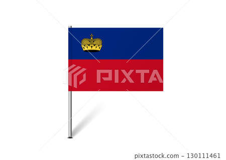 Liechtenstein flag - map pin flag representing a country cultural identity and heritage. The essence of national pride and unity. Map pin flag stuck in a white background 130111461