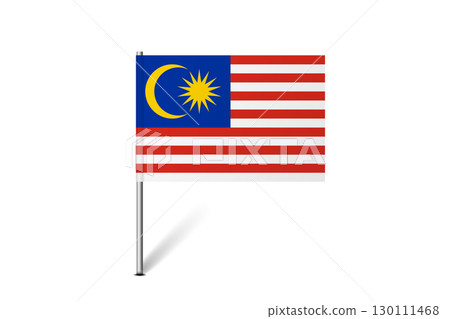 Malaysia flag - map pin flag representing a country cultural identity and heritage. The essence of national pride and unity. Map pin flag stuck in a white background Malaysia flag - map pin flag representing a country cultural identity and heritage. The essence of national pride and unity. Map pin flag stuck in a white background 130111468