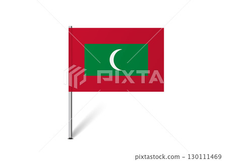 Maldives flag - map pin flag representing a country cultural identity and heritage. The essence of national pride and unity. Map pin flag stuck in a white background 130111469