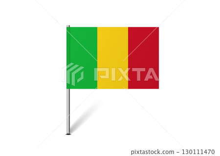 Mali flag - map pin flag representing a country cultural identity and heritage. The essence of national pride and unity. Map pin flag stuck in a white background Mali flag - map pin flag representing a country cultural identity and heritage. The essence of national pride and unity. Map pin flag stuck in a white background 130111470