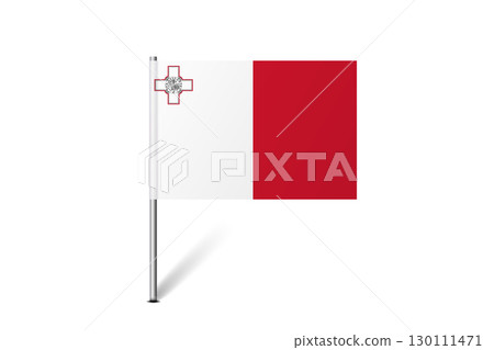 Malta flag - map pin flag representing a country cultural identity and heritage. The essence of national pride and unity. Map pin flag stuck in a white background Malta flag - map pin flag representing a country cultural identity and heritage. The essence of national pride and unity. Map pin flag stuck in a white background 130111471