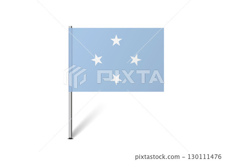 Federated States of Micronesia flag - map pin flag representing a country cultural identity and heritage. The essence of national pride and unity. Map pin flag stuck in a white background 130111476
