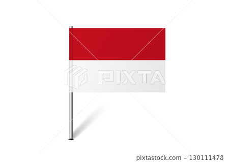 Monaco flag - map pin flag representing a country cultural identity and heritage. The essence of national pride and unity. Map pin flag stuck in a white background 130111478