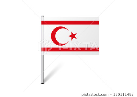 Northern Cyprus flag - map pin flag representing a country cultural identity and heritage. The essence of national pride and unity. Map pin flag stuck in a white background 130111492