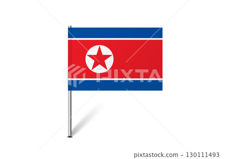 North Korea flag - map pin flag representing a country cultural identity and heritage. The essence of national pride and unity. Map pin flag stuck in a white background North Korea flag - map pin flag representing a country cultural identity and heritage. The essence of national pride and unity. Map pin flag stuck in a white background 130111493