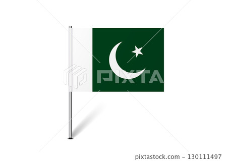 Pakistan flag - map pin flag representing a country cultural identity and heritage. The essence of national pride and unity. Map pin flag stuck in a white background 130111497