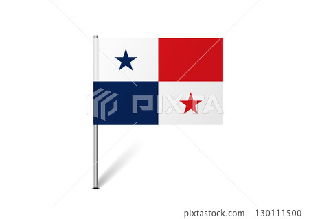 Panama flag - map pin flag representing a country cultural identity and heritage. The essence of national pride and unity. Map pin flag stuck in a white background 130111500