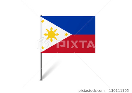 Philippines flag - map pin flag representing a country cultural identity and heritage. The essence of national pride and unity. Map pin flag stuck in a white background Philippines flag - map pin flag representing a country cultural identity and heritage. The essence of national pride and unity. Map pin flag stuck in a white background 130111505