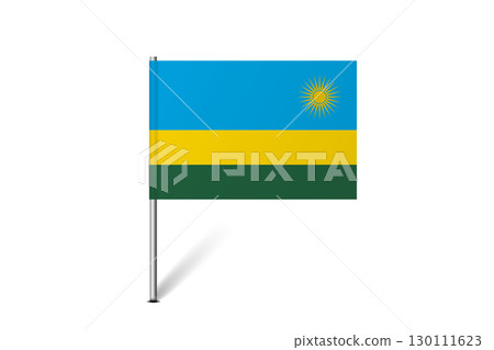 Rwanda flag - map pin flag representing a country cultural identity and heritage. The essence of national pride and unity. Map pin flag stuck in a white background 130111623