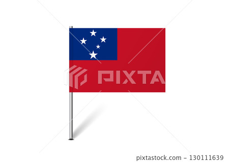 Samoa flag - map pin flag representing a country cultural identity and heritage. The essence of national pride and unity. Map pin flag stuck in a white background Samoa flag - map pin flag representing a country cultural identity and heritage. The essence of national pride and unity. Map pin flag stuck in a white background 130111639