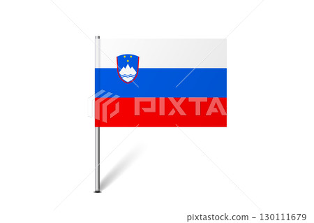 Slovenia flag - map pin flag representing a country cultural identity and heritage. The essence of national pride and unity. Map pin flag stuck in a white background Slovenia flag - map pin flag representing a country cultural identity and heritage. The essence of national pride and unity. Map pin flag stuck in a white background 130111679